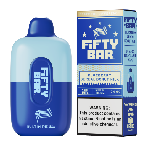Blueberry Cereal Donut Milk Disposable Vape (6500 Puffs) by Fifty Bar For Sale