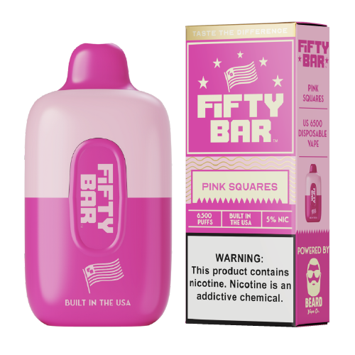 Pink Squares Disposable Vape (6500 Puffs) by Fifty Bar For Sale