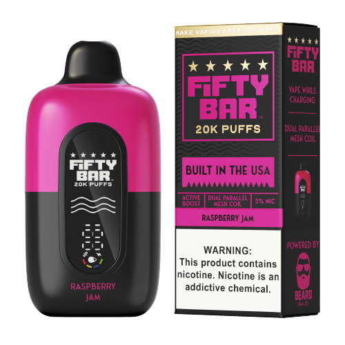 Raspberry Jam Disposable Vape (20000 Puffs) by Fifty Bar 20K For Sale