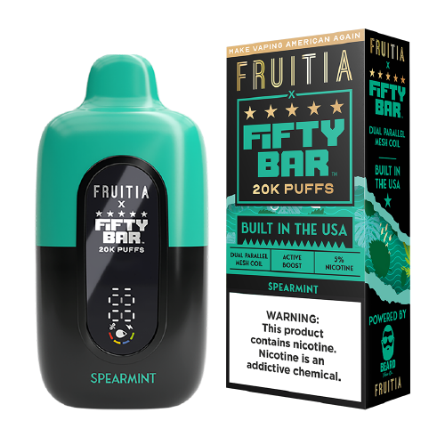 Spearmint Disposable Vape (20000 Puffs) by Fruitia x Fifty Bar For Sale