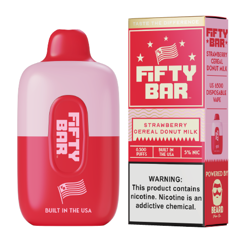 Strawberry Cereal Donut Milk Disposable Vape (6500 Puffs) by Fifty Bar For Sale
