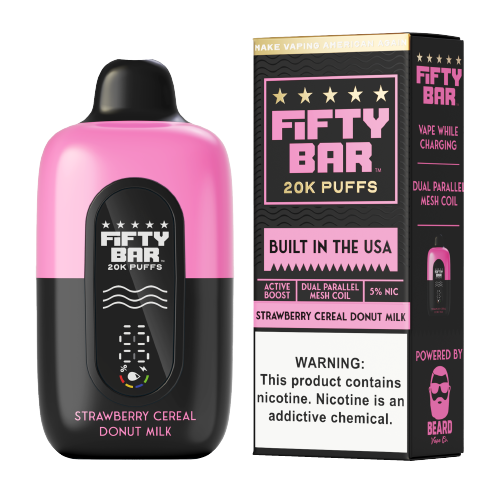 Strawberry Cereal Donut Milk Disposable Vape (20000 Puffs) by Fifty Bar 20K For Sale