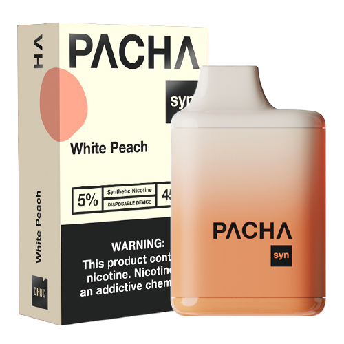 White Peach Disposable Pod (4500 Puffs) by Pachamama Syn For Sale