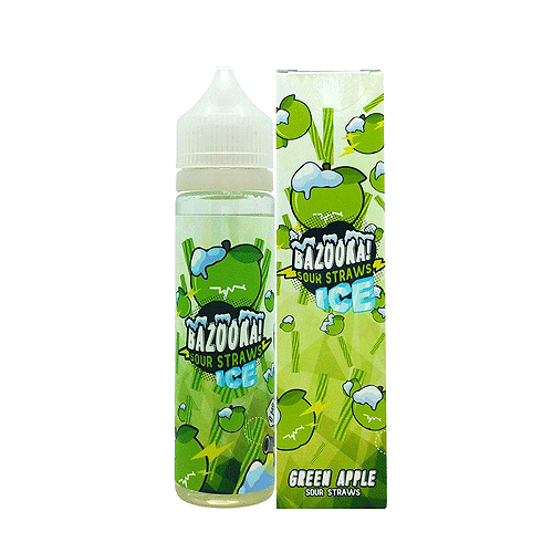 Green Apple Ice Sour Straws by Bazooka Sour Straws 60ml For Sale